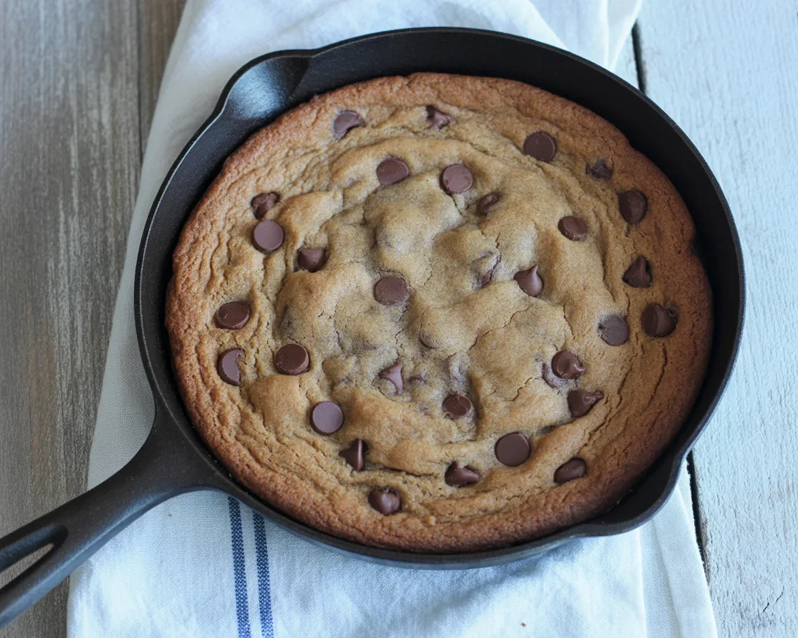 Delicious COOKIES PIE featuring chocolate chip and blueberry pie cookies in a rustic skillet.
