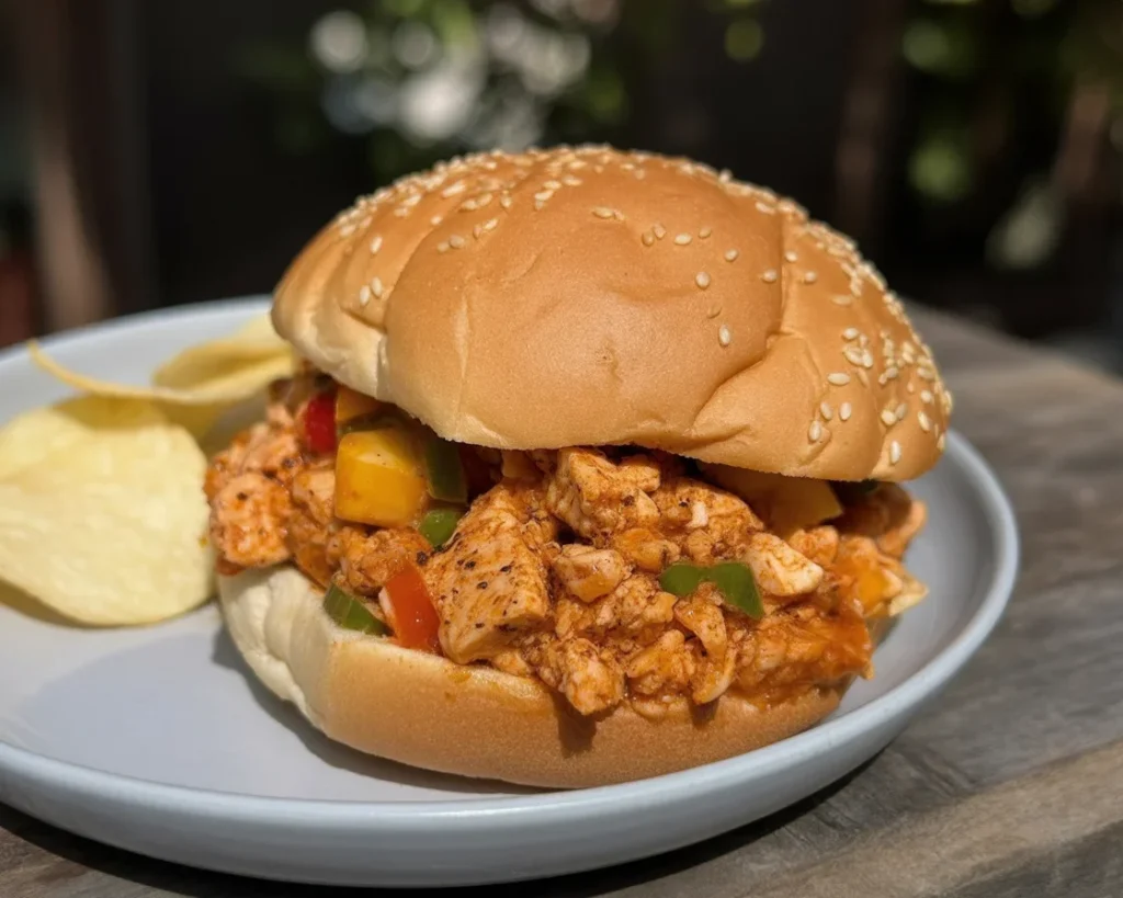 Cajun Chicken Sloppy Joes with ground chicken, bell peppers, and rich Cajun spices