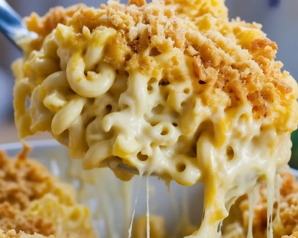 Creamy and cheesy homemade mac and cheese recipe served in a bowl.