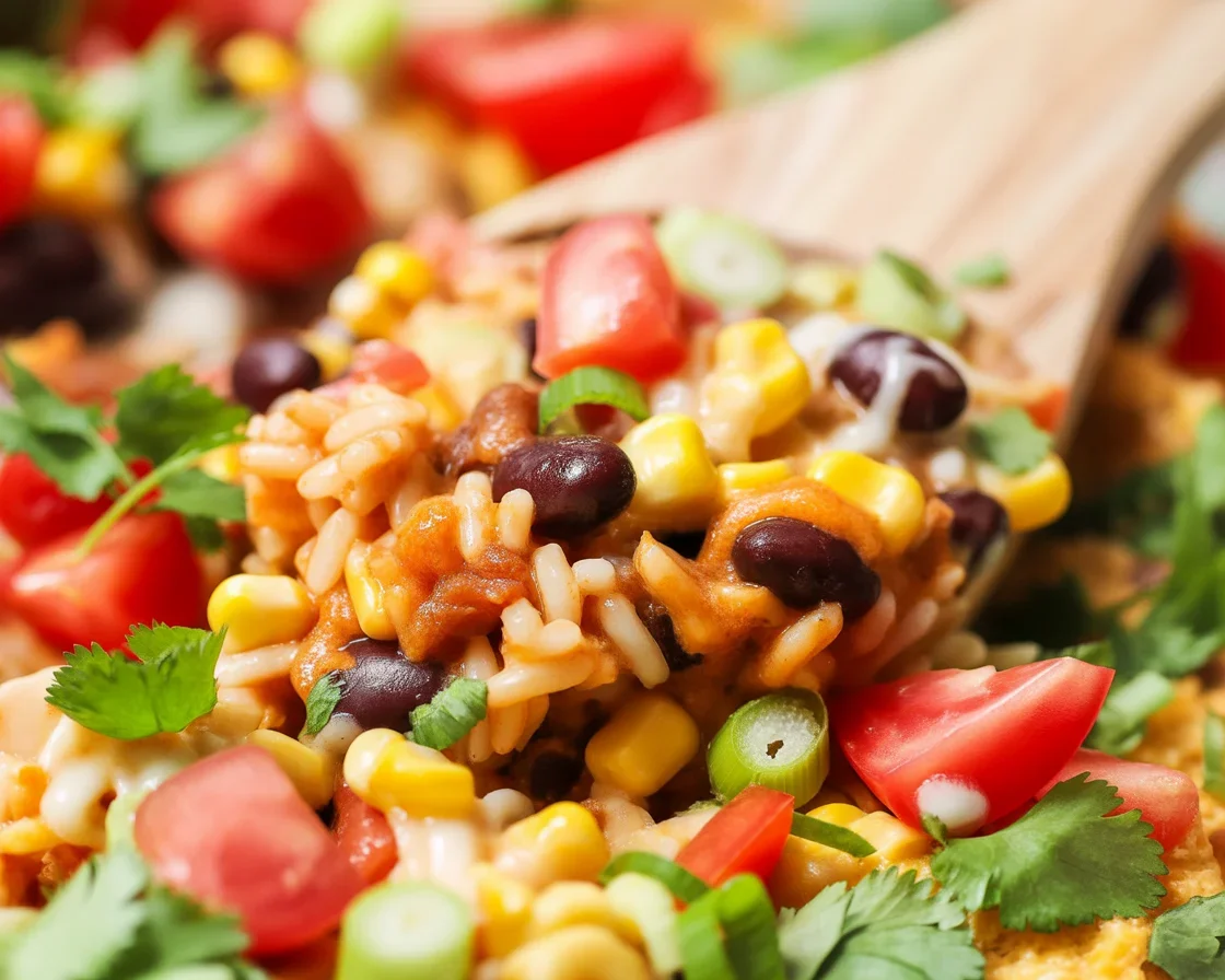Delicious burrito bowl filled with ground beef, rice, beans, cheese, and fresh toppings