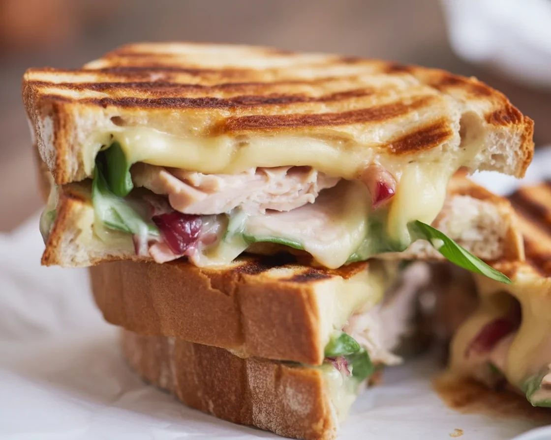 Delicious turkey cranberry panini made with Thanksgiving leftovers and crispy bread.